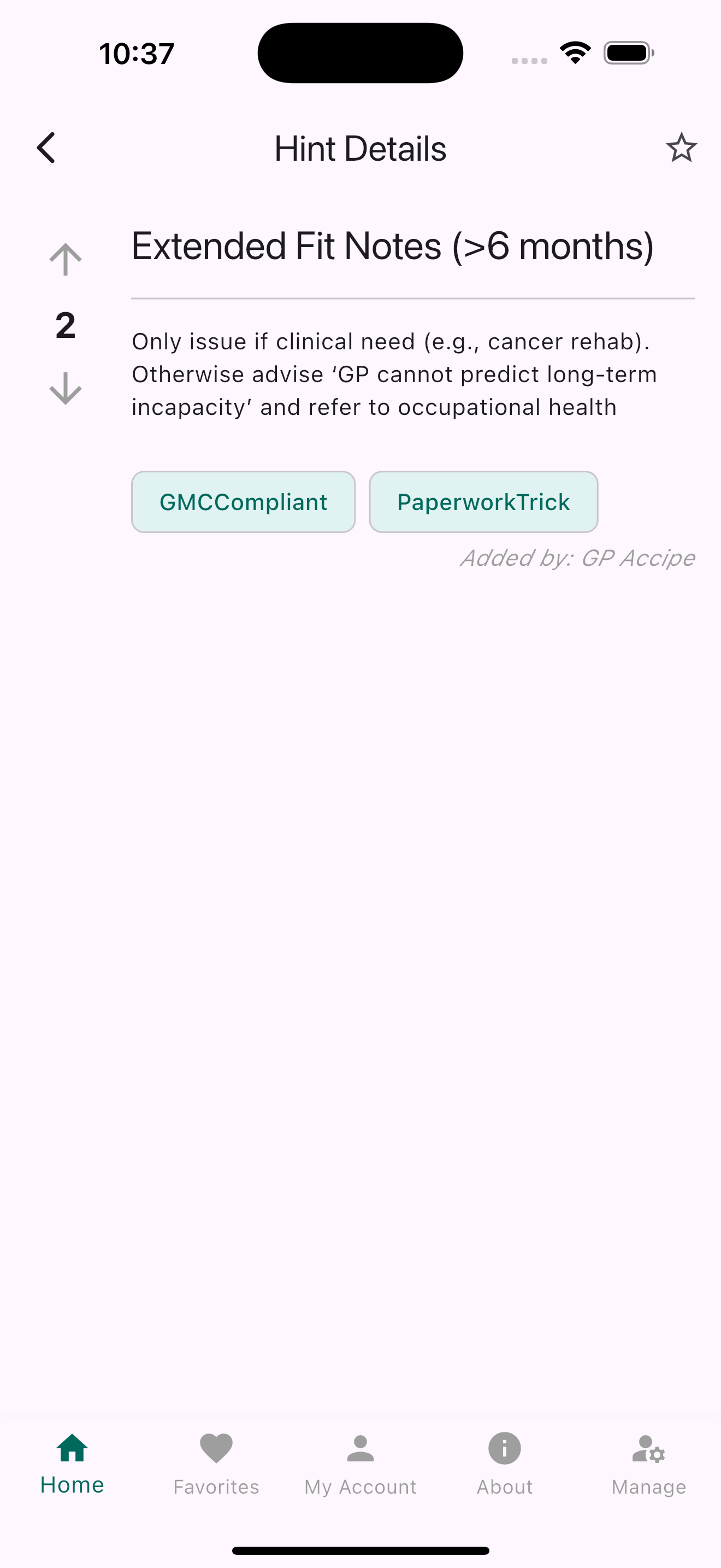Admin hint list