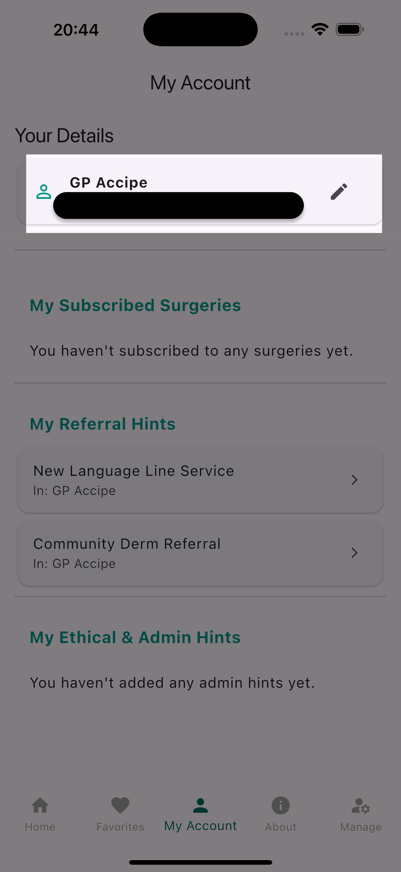 Account details
