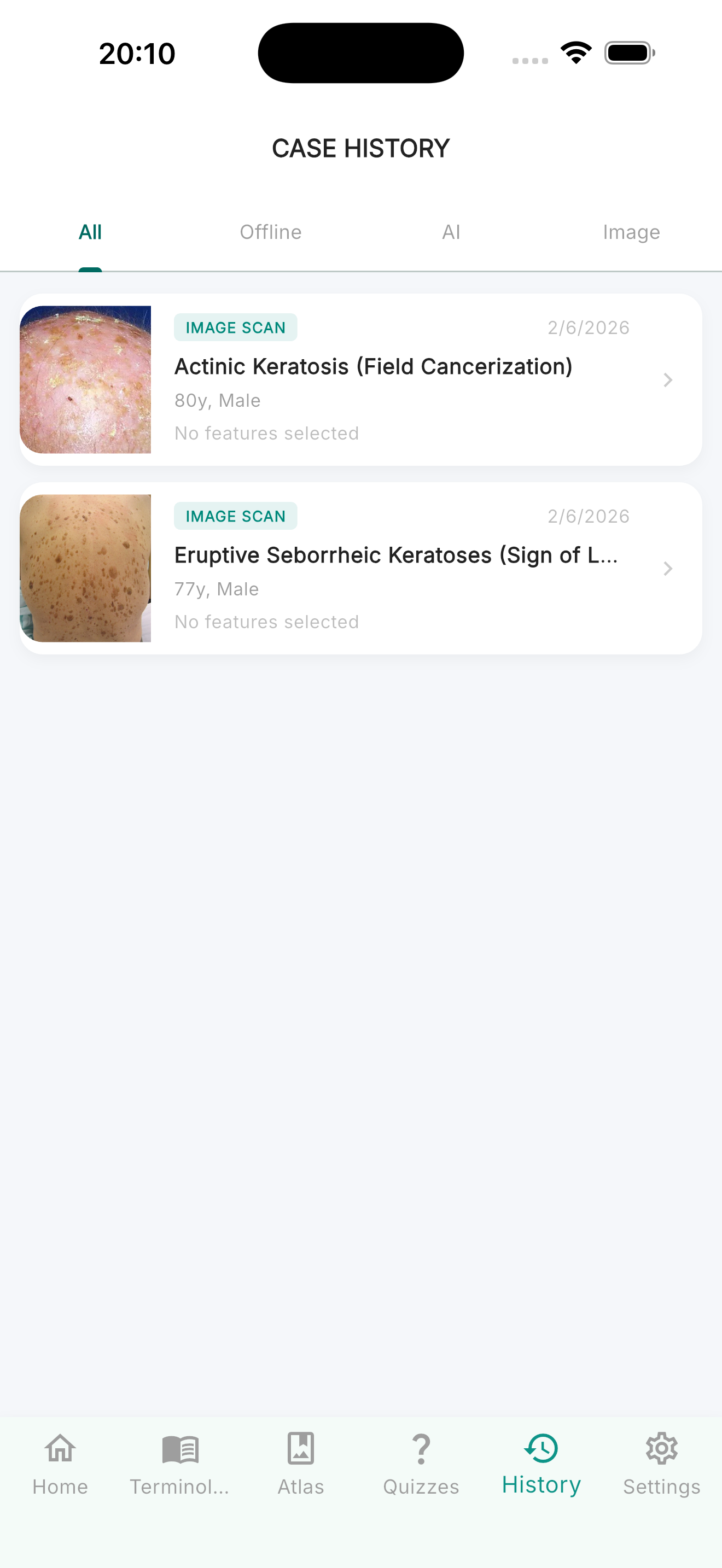 Case history list