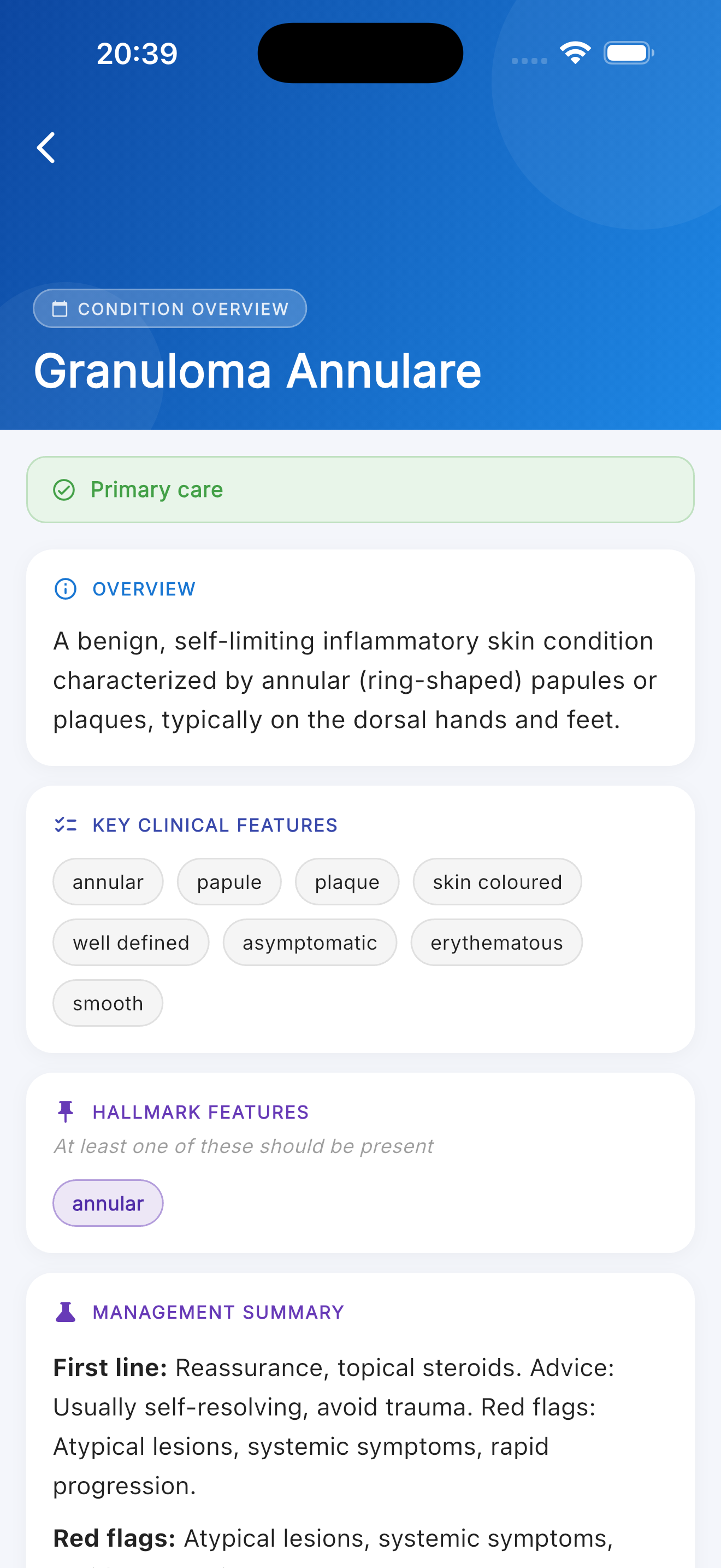 Condition management summary