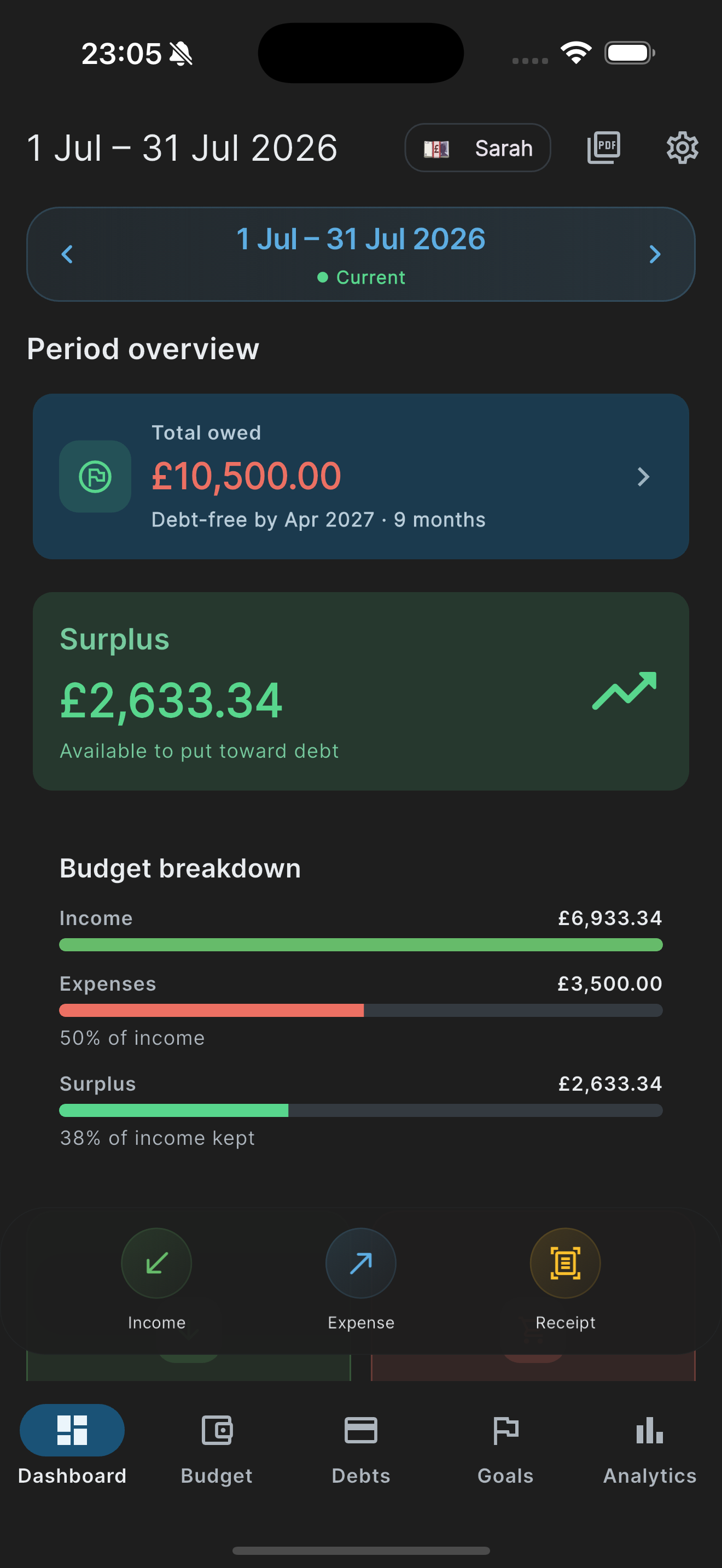 UK Budget Planner app screenshot