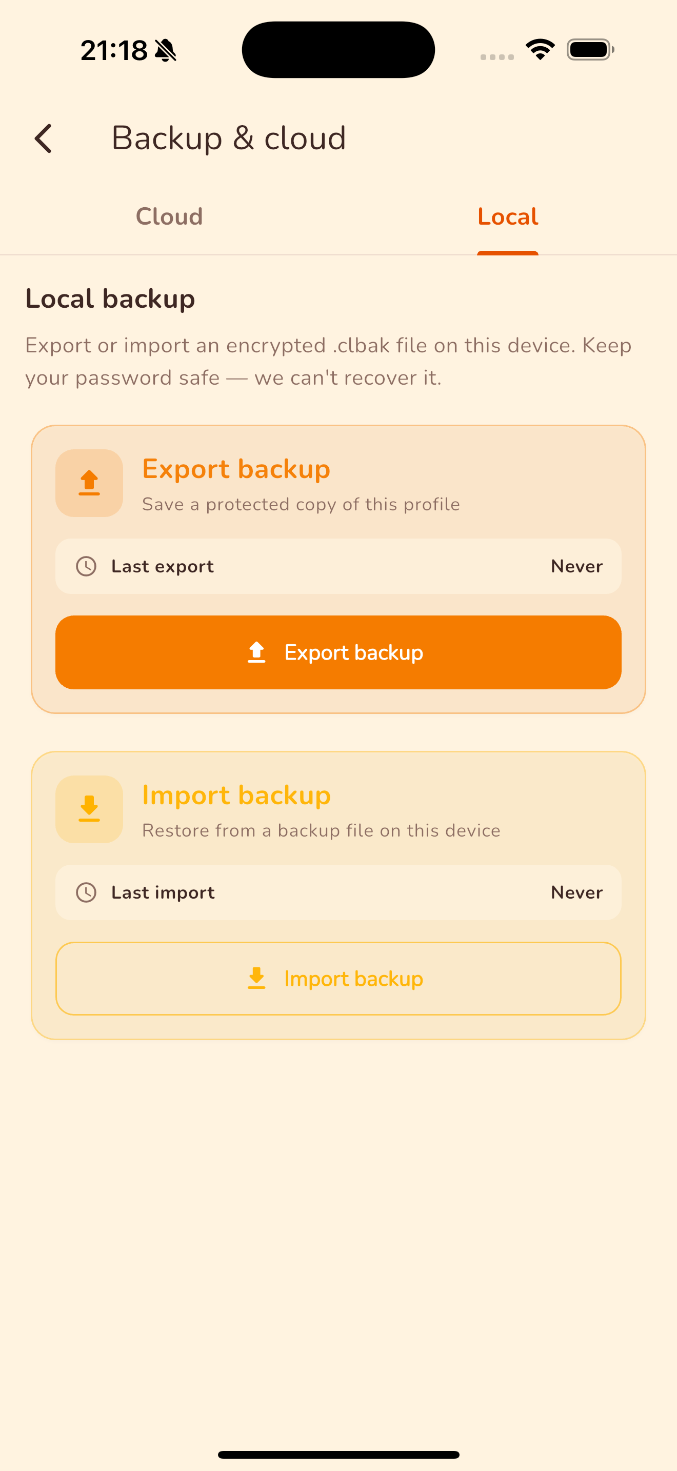 Local backup vault