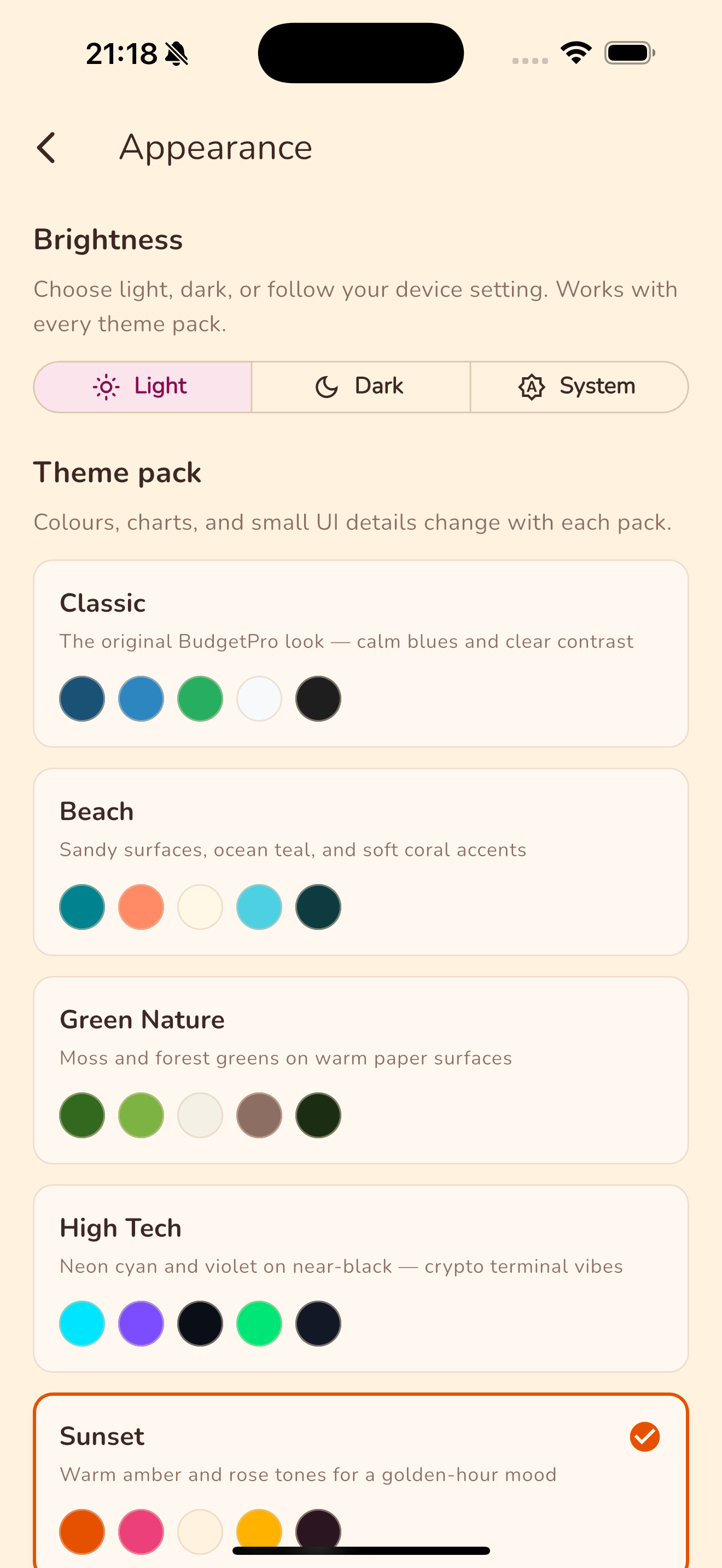 Appearance themes