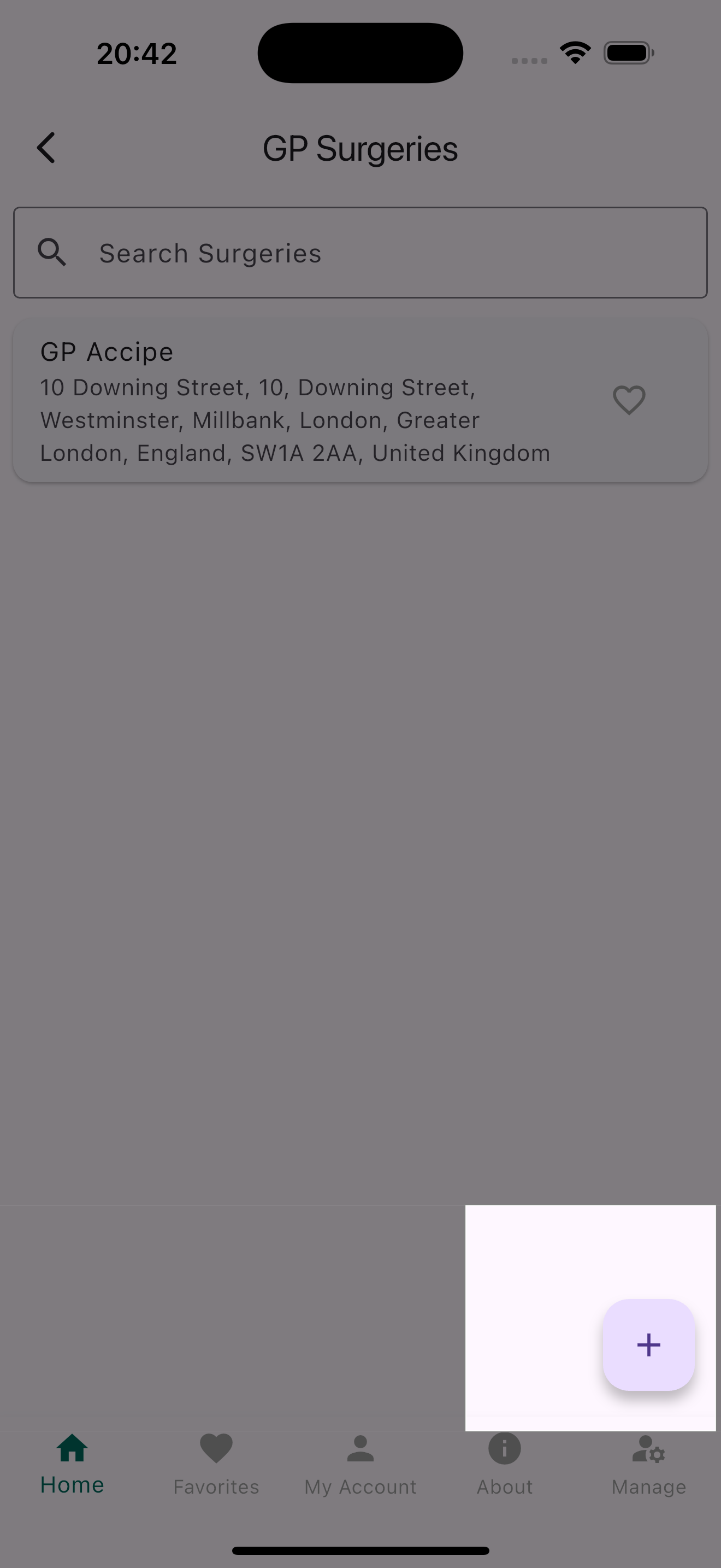 Main Surgeries Screen